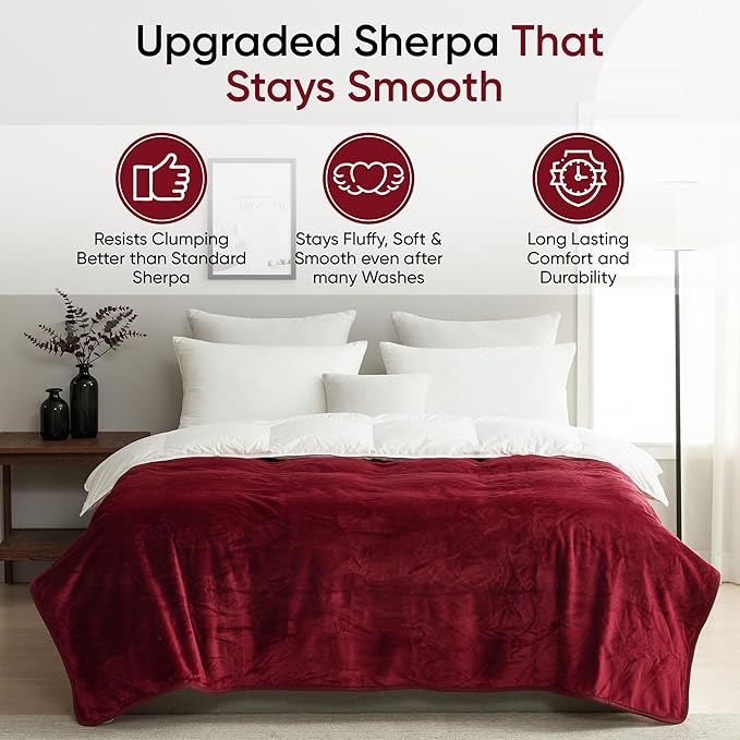 Waterproof Pet Blanket, Liquid Pee Proof, Sherpa Fleece Protector – Pet Hair Resistant Water Proof Bed Cover for Dogs Couch Sofa Car Bedding Comforter (Red, 60"x80")