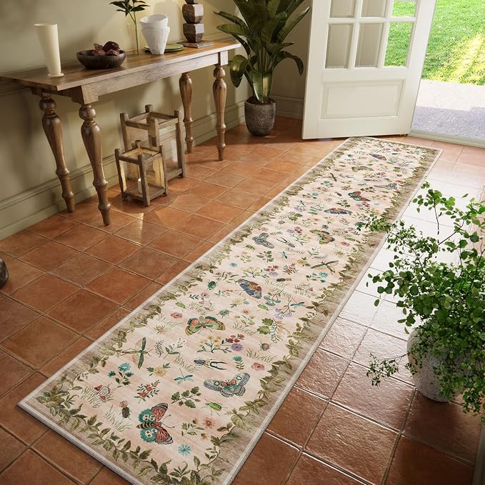 Machine Washable Hallway Runner Rugs: 2'x10' Kitchen Runner Stain Resistant Non