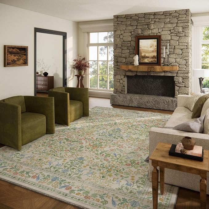 10x14 Area Rugs for Living Room: Washable Rug Non Slip Stain Resistant Ultra