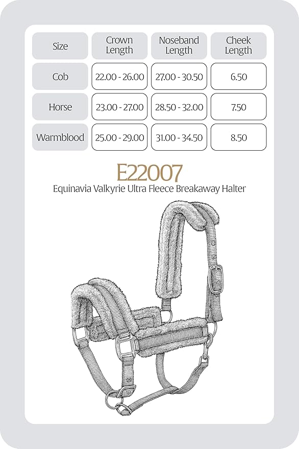 Equinavia Valkyrie Ultra Fleece Breakaway Horse Halter | Padded Fleece Adjustable Safety Halter with Nylon Webbing - Black/Black - Warmblood