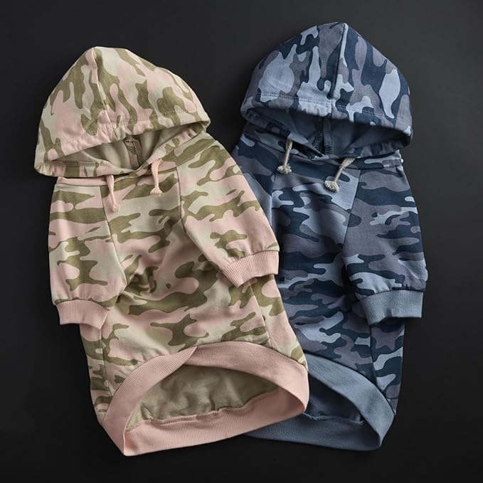 Rocky – The Orginal Lightweight Hooded TEE 100% Organic Cotton Dog Hoodie Pet Coat Sweater for Small, Medium, Large Dogs, Pink Camo, Large