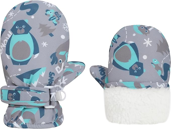 Toddler Gloves Kids Mittens Winter Warm Lined Fleece Gloves Waterproof Snow Baby Mitten for Boys Girls