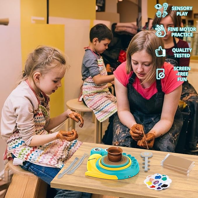 Pottery Wheel for Kids - Complete Art Supplies Arts & Crafts Kit, Crafts for Girls 8-12, Girls Boy Toys Birthday Halloween Christmas Gift for Kids Ages 6 7 8 9 10 11 12+, (Snail)