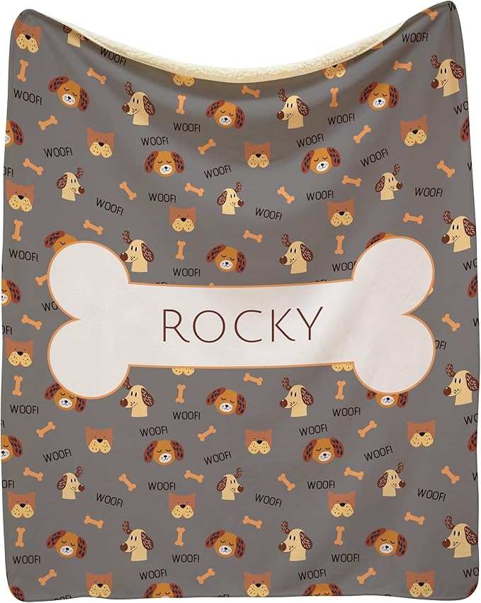 Prints Next Day – Custom 30" x 40" Sherpa Pet Lightweight Blanket with Name - Gift for Dog or Cat Owners - Personalized Couch Throw - Puppy Patterned - Printed in America