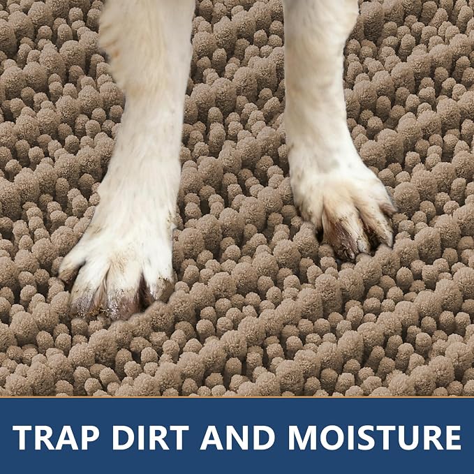 Smiry Dog Door Mat for Muddy Paws 40x24, Absorbent Dirt Trapper, Non-Slip