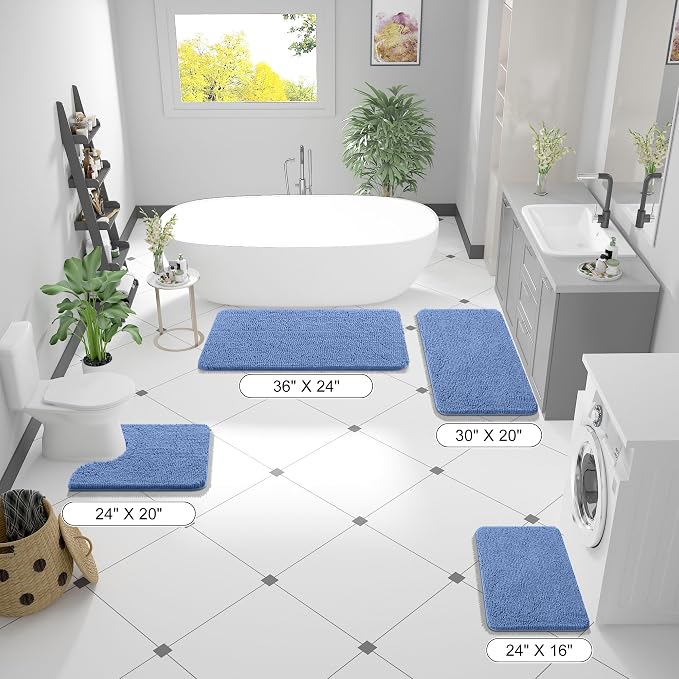 OLANLY Toilet Rugs U-Shaped 24x24, Extra Soft Absorbent Chenille Contour