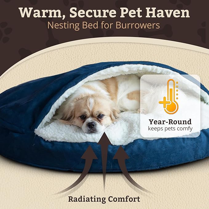Snoozer Luxury Microsuede Cozy Cave Pet Bed, Small - Sapphire