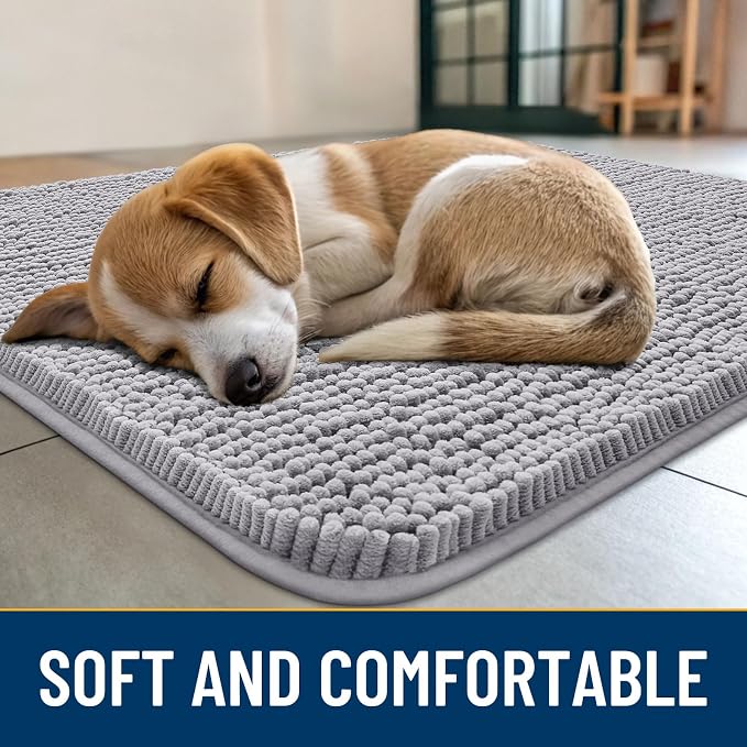 Smiry Dog Door Mat for Muddy Paws 40x32, Absorbent Dirt Trapper, Non-Slip