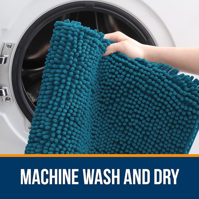 OLANLY Bathroom Rugs 34x21, Extra Soft Absorbent Chenille Bath Rugs, Rubber