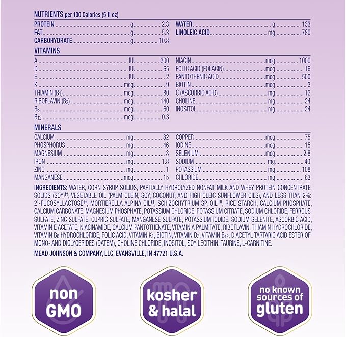Enfamil NeuroPro Gentlease Baby Formula, Infant Formula Nutrition, Brain and Immune Support with DHA, Proven to Reduce Fussiness, Crying, Gas and Spit-up in 24 Hours, Liquid Bottle, 2 Oz, 48 Total