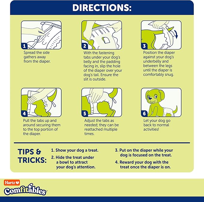 New! Hartz® Comfitables® Disposable Dog Diapers, Size Small 12 Count, Comfortable & Secure Fit, Easy to Put On, Super Absorbent Male and Female Diaper