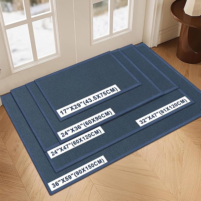 LEKEEPGO Large Indoor Door Mat 32"x47", Door Mat Indoor Entrance, Cyan Blue |