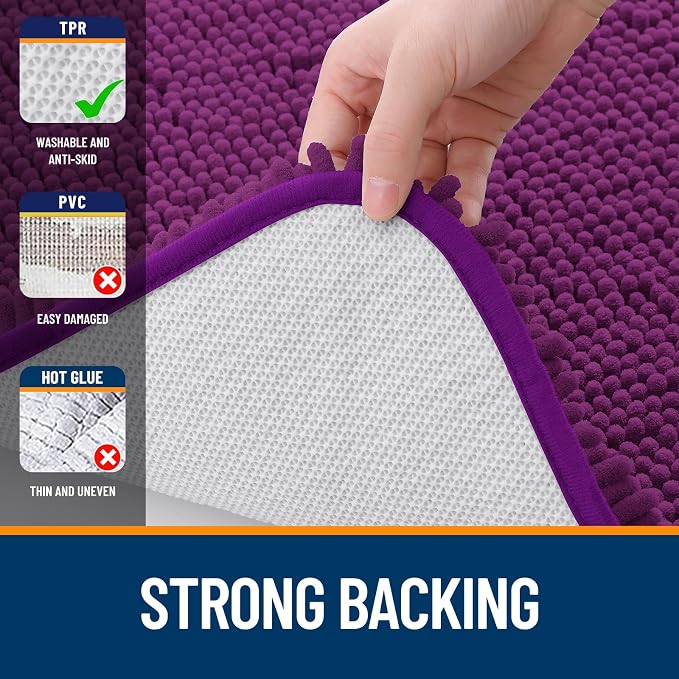 OLANLY Toilet Rugs U-Shaped 24x24, Extra Soft Absorbent Chenille Contour