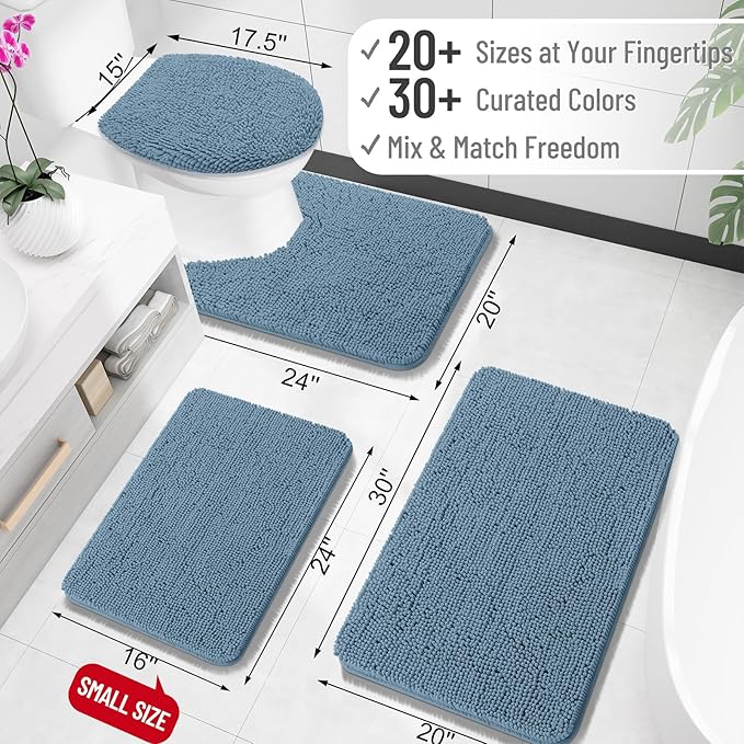 OLANLY Large Bathroom Rugs 40x24, Extra Soft Absorbent Chenille Bath Rugs