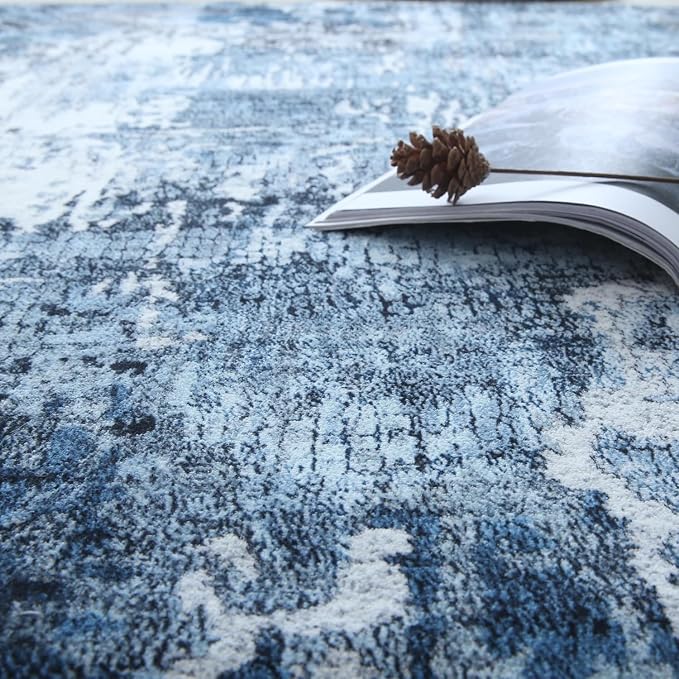 Rugcomf 4x6 Rug Washable Boho Soft Area Rug Abstract Pattern Non-Slip Faux Wool