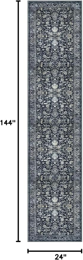 KILOCOCO Hallway Runner 2x12 Rug Runner Printed Vintage Floral Washable