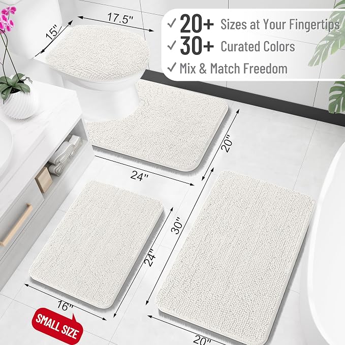OLANLY Bathroom Rugs 30x18, Extra Soft Absorbent Chenille Bath Rugs, Rubber