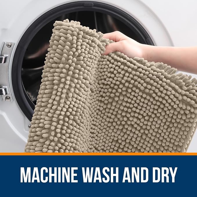 OLANLY Large Bathroom Rugs 47x32, Extra Soft Absorbent Chenille Bath Rugs