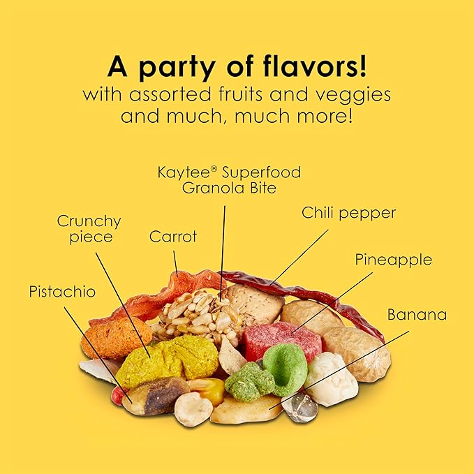 Kaytee Fiesta Parrot Food, Nutritious and Fun Blend, Supports Skin, Feather, Digestion, Brain and Heart Health, 2.5 pounds