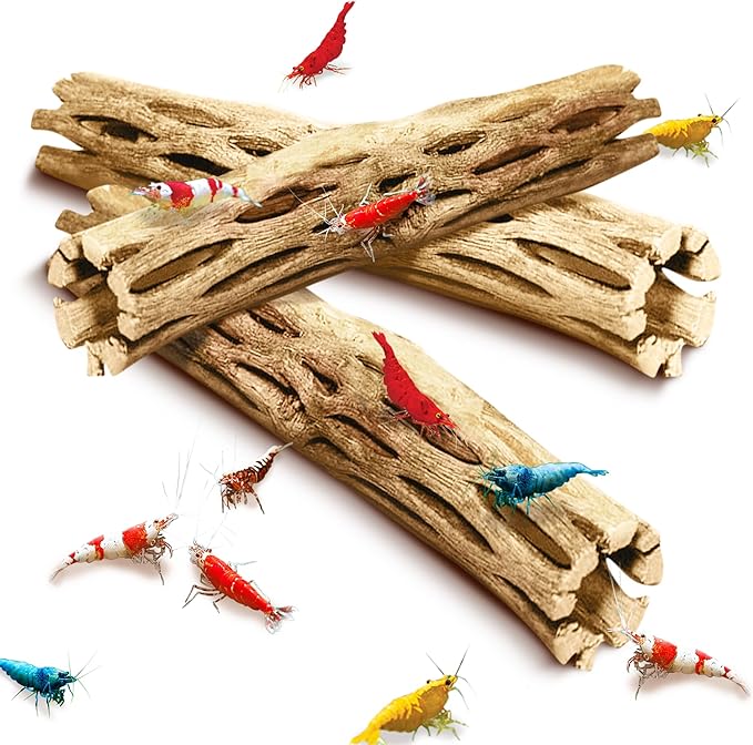 SunGrow Cholla Wood, 6” Climbing Logs, Chew Toy, Aquarium Fish, Snail, and Shrimp Driftwood, Tropical Freshwater Fish Décor, Adds Raw Beauty, 3 Pack