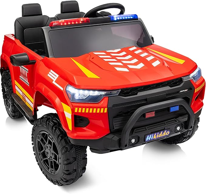 24V 10Ah Electric Police Car Ride on Toy for Big Kids, 4WD 2 Seater Kids Ride on Car SUV w/Remote Control, 4x200W Motors - Red