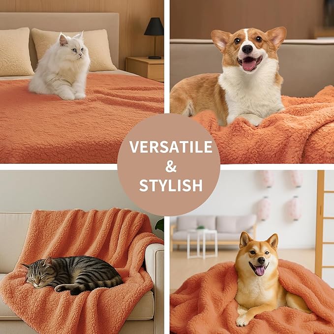 Pet Blankets for Couch Sofa Bed Dog Blankets Reversible Cat Blanket Soft Furniture Protector Cover for Small Medium Large Dogs Cats, Brown, 16 x 24 inches