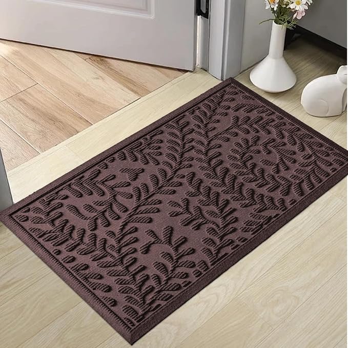 HIYARD Front Door Mat, Absorbent Dirt Trapping Welcome Door Mat Indoor Outdoor