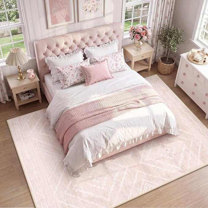 BESTSWEETIE Area Rug 8x10 Rug Machine Washable Non-Slip Low Pile Print Pattern