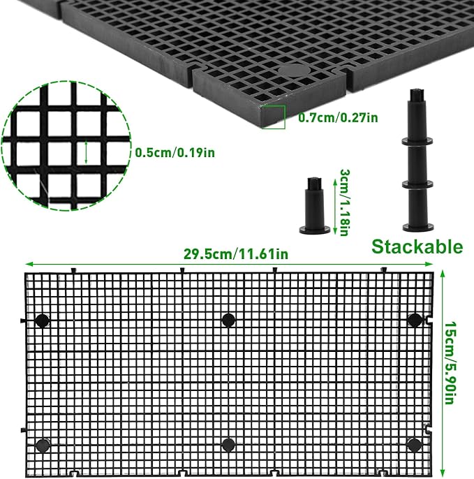 LINLAN 8 Pieces High-Density Aquarium Grid Plastic with 48 Brackets, Fish Tank Divider, Egg Crate for DIY Filtration and Bottom Protection in Aquascaping