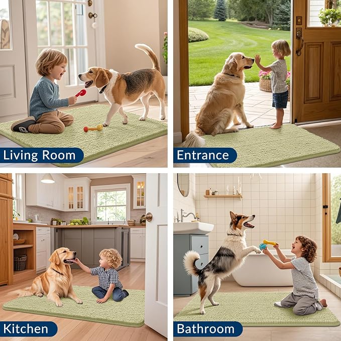 Smiry Dog Door Mat for Muddy Paws 47x24, Absorbent Dirt Trapper, Non-Slip