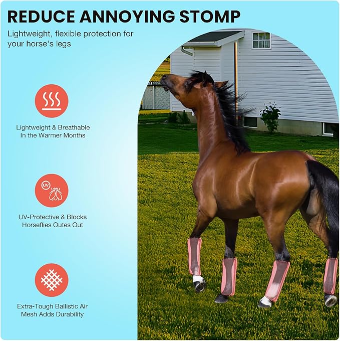 Mesh Fly Boots Horse Fly Boots Mesh Fly Wraps Leg Guard for Horse Set of 4