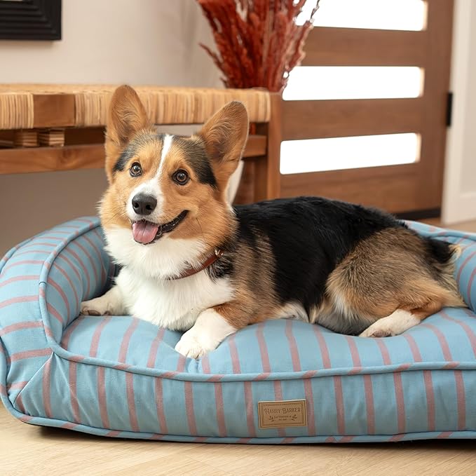 Harry Barker Striped Pillow and Lounger Dog BEDS, Striped Lounger Bed - Large