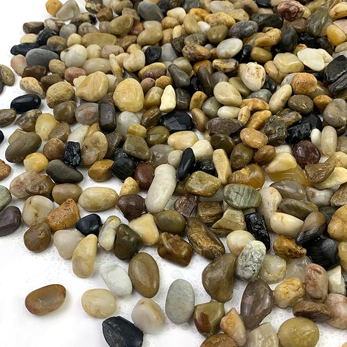 20 lbs Pea Gravel Pebbles for Indoor Plants, 2/5 Inch Mixed Color River Rocks for Aquarium, Succulent, Vase, Bonsai, Garden, Plant Soil Cover and Outdoor Landscaping Rocks