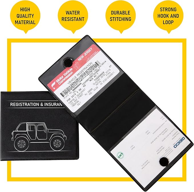CANOPUS Car Registration and Insurance Holder, Car Document Holder, Vehicle Registration and Insurance Card Holder, Wallet for Auto, Trailer, Motorcycle, Truck, Vehicle Paperwork Organizer (2 Pack)