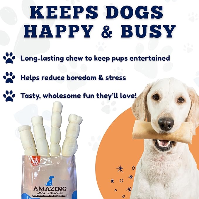 Amazing Dog Treats - Beef Cheek Rolls-(Mega Thick 10" - 6 Pcs) No Hide - Safe Rawhide Alternative Dog Chew - Great for Power Chewers - Long Lasting Dog Chew - No Splinters - Retriever Rolls for Dogs