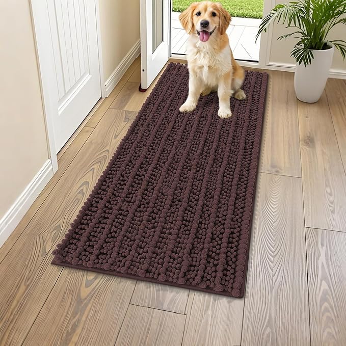 Smiry Dog Door Mat for Muddy Paws 47x20, Absorbent Dirt Trapper, Non-Slip