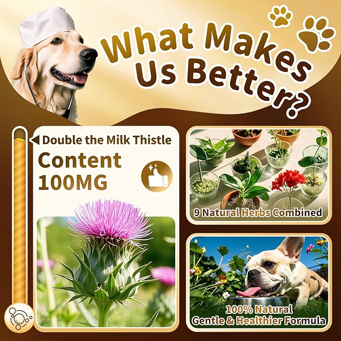 (2 Pack) Poppaw Milk Thistle for Dogs – 9-in-1 Liver & Kidney Support with Artichoke, Resveratrol, Marigold Extract, 100% Natural Detox Herbal Supplement, Chicken Flavor, 2 Oz