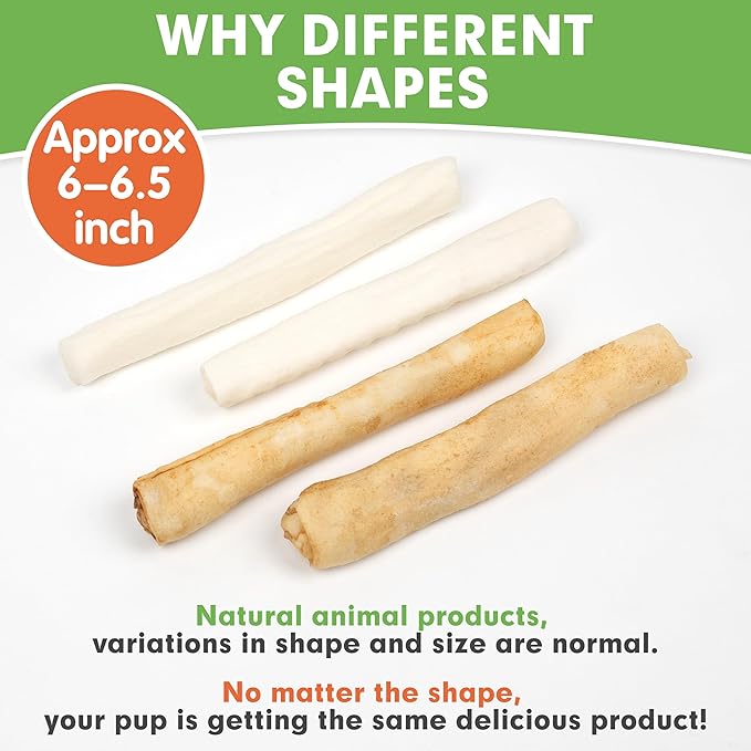 MON2SUN Dog Rawhide Rolls Twist Sticks 6.5 Inch Chew Treats Chicken Flavor 60 Count for Puppy and Small Dogs