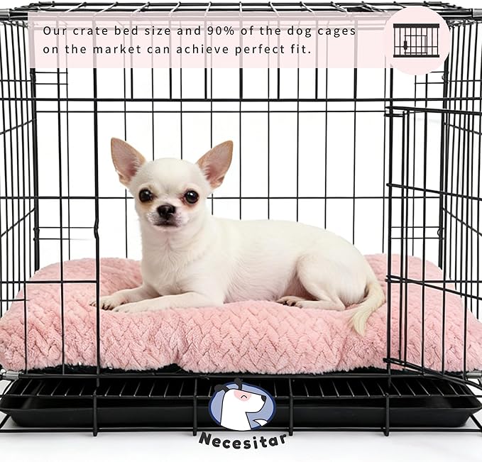 18 inch Dog Crate Bed Dog Mats for Sleeping,Up to 10 lbs Fluffy Pink Puppy Pad XXS