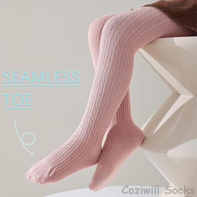 Girls Tights Seamless Toddler Stockings Tights Soft Cotton Cable Knit Baby Girl Tights Leggings 4-12 Years