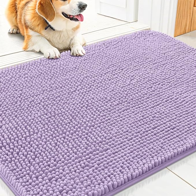 Smiry Dog Door Mat for Muddy Paws 30x20, Absorbent Dirt Trapper, Non-Slip