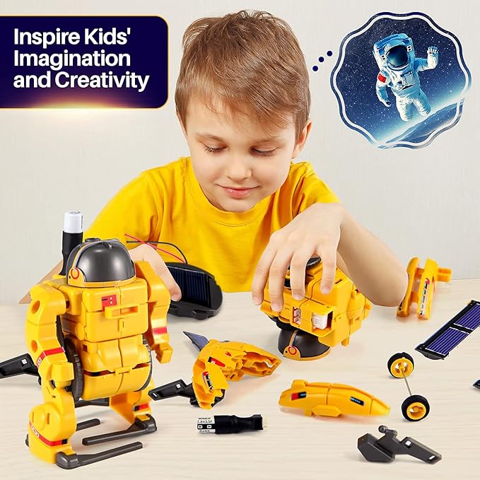 COBFDHA STEM Projects for Kids Age 8-12, Science Kits Boys, Solar Robot Space Toys Gifts 8-14 Year Old Teen Boys Girls, 120Pcs Building Experiments Robots Teenage Ages 9 10 11 12 , Yellow