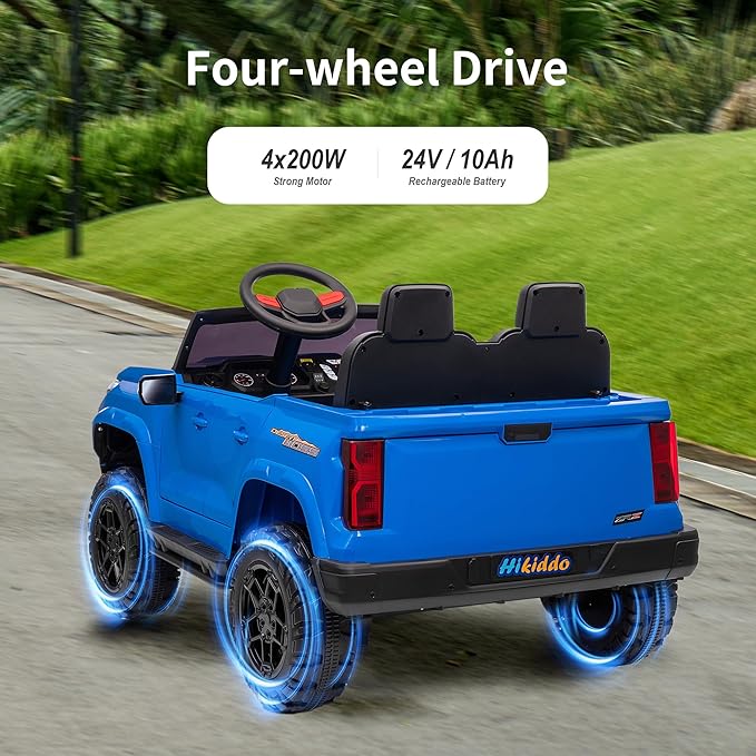24V 10Ah Ride on Toy for Big Kids, 4x4 2 Seater Electric Kids SUV Car to Drive with Remote Control, 4x200W Motors - Blue