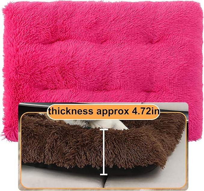 Dog Crate Mat, Dog Bed for Large Dogs, Comfy Fluffy Kennel Pad Anti-Slip for Dog beds & Furniture, Quilted Dog Bed for Pets for Medium/Small Dogs Cats (Color : Rose, Size : 48x33)
