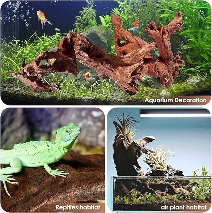 Jorewood Natural Small Aquarium Driftwood for Fish Tanks & Reptile Terrariums – Safe Fish Tank Decorations, Unique Twisted Branches 10-Piece 2-4 Inch Low Tannin, Easy to Sink