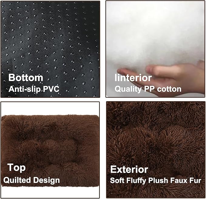 Dog Crate Mat, Dog Bed for Large Dogs, Comfy Fluffy Kennel Pad Anti-Slip for Dog beds & Furniture, Quilted Dog Bed for Pets for Medium/Small Dogs Cats (Color : Coffee, Size : 48x33)