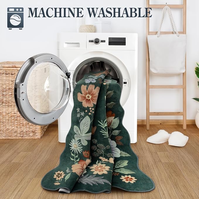 Lahome Floral Washable 6x9 Area Rugs, Soft Bedroom Rug