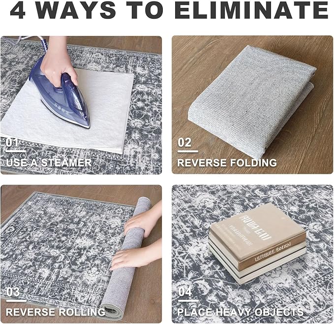 KILOCOCO Runner for Hallway 2x10 Runner Rug Printed Vintage Floral Washable Rug