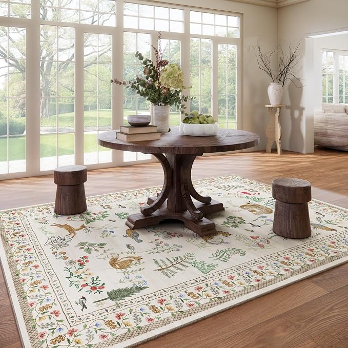 8x10 Area Rugs for Living Room: Washable Bedroom Rug Boho Stain Resistant Non