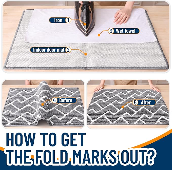 OLANLY Front Door Mat, Non-Slip Rubber Backing, Dirt Resistant and Absorbent